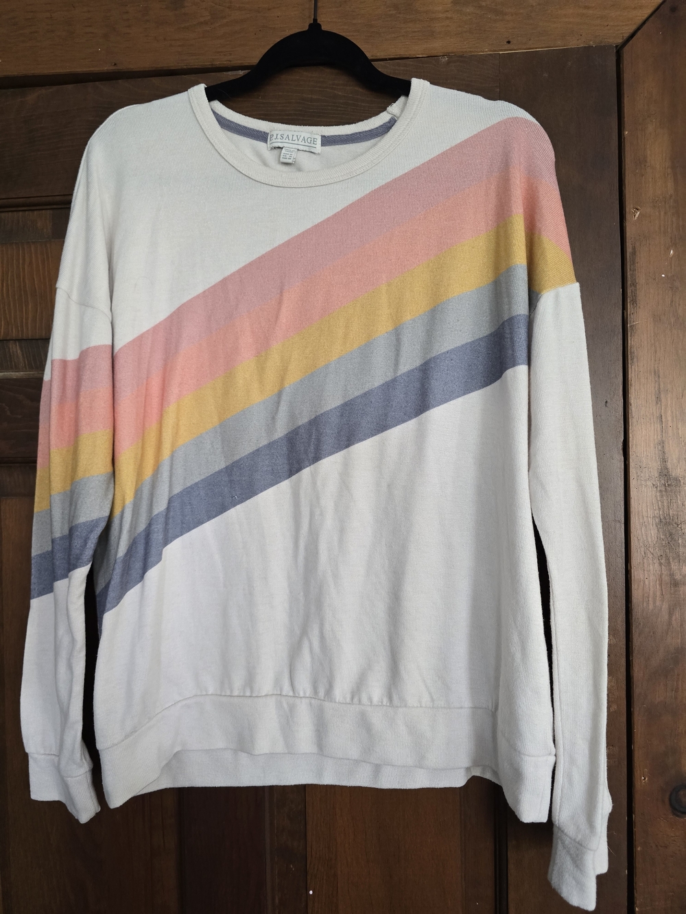 P.J. Salvage Cream Pullover with Lavender Trim Medium